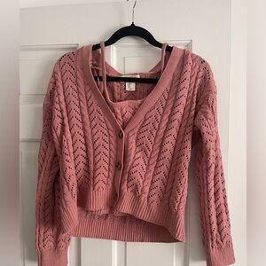 Pink sweater with tank underneath